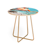 83 Oranges Flamingos on the Beach Wildlife Round Side Table