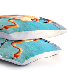 83 Oranges Flamingos on the Beach Wildlife Pillow Shams
