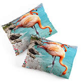 83 Oranges Flamingos on the Beach Wildlife Pillow Shams