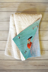 83 Oranges Flamingos on the Beach Wildlife Fleece Throw Blanket