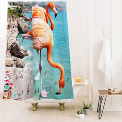 83 Oranges Flamingos on the Beach Wildlife Shower Curtain