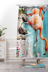 83 Oranges Flamingos on the Beach Wildlife Memory Foam Bath Mat