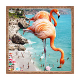 83 Oranges Flamingos on the Beach Wildlife Square Tray