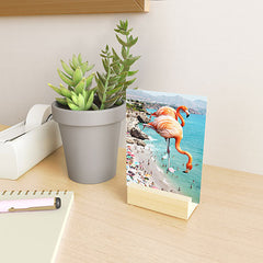 83 Oranges Flamingos on the Beach Wildlife Mini Art Print