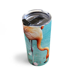 83 Oranges Flamingos on the Beach Wildlife Travel Mug