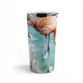 83 Oranges Flamingos on the Beach Wildlife Travel Mug