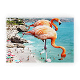 83 Oranges Flamingos on the Beach Wildlife Welcome Mat