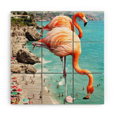 83 Oranges Flamingos on the Beach Wildlife Wood Wall Mural