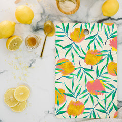 83 Oranges Floral Blush Gold Cutting Board Rectangle