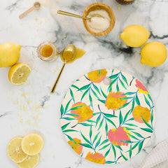 83 Oranges Floral Blush Gold Cutting Board Round