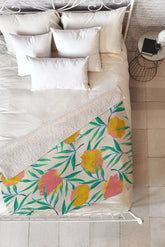 83 Oranges Floral Blush Gold Fleece Throw Blanket