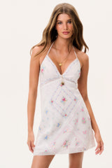 Elira Embroidered Patchwork Mini Dress
