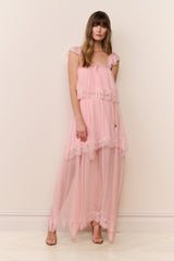 Maralee Silk Chiffon Maxi Dress - POTPOURRI PINK