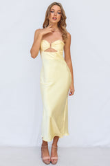 Rosette Midi Dress - Yellow