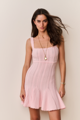 Tabatha Stretch Pointelle Mini Dress - PEACH SORBET