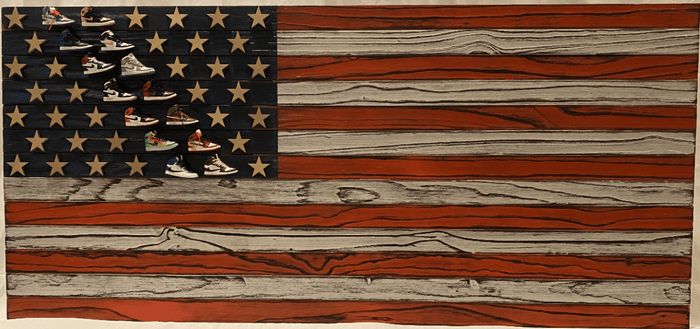 Custom Wood Art - American Flag - Custom Wood Art - Jawns on Fire Sneakers & Shoes