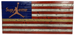 Custom Wood Art - Supreme/Jumpman American Flag - Custom Wood Art - Jawns on Fire Sneakers & Shoes
