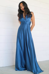 Pandora Multiway Gown - Navy Satin