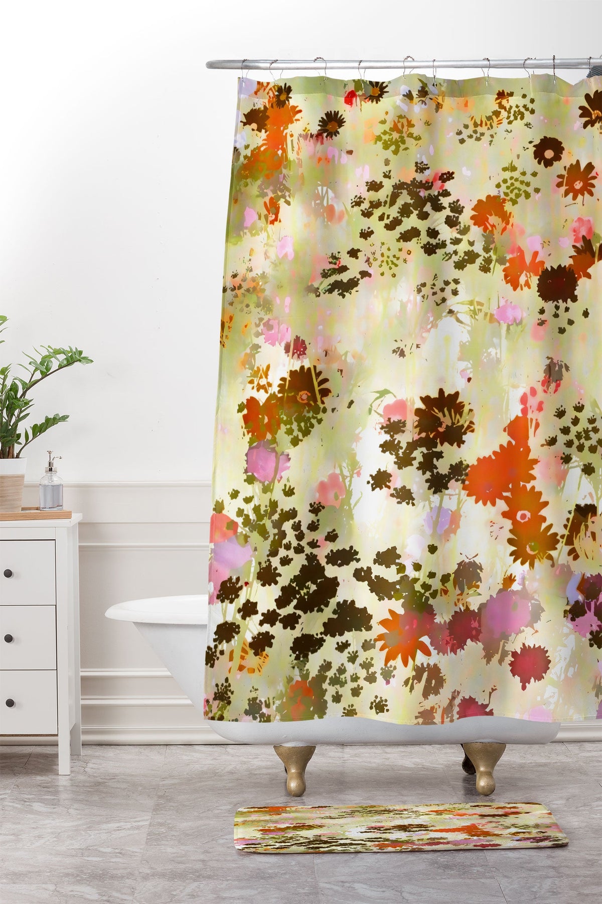 83 Oranges A Sunlit Meadow Shower Curtain And Mat