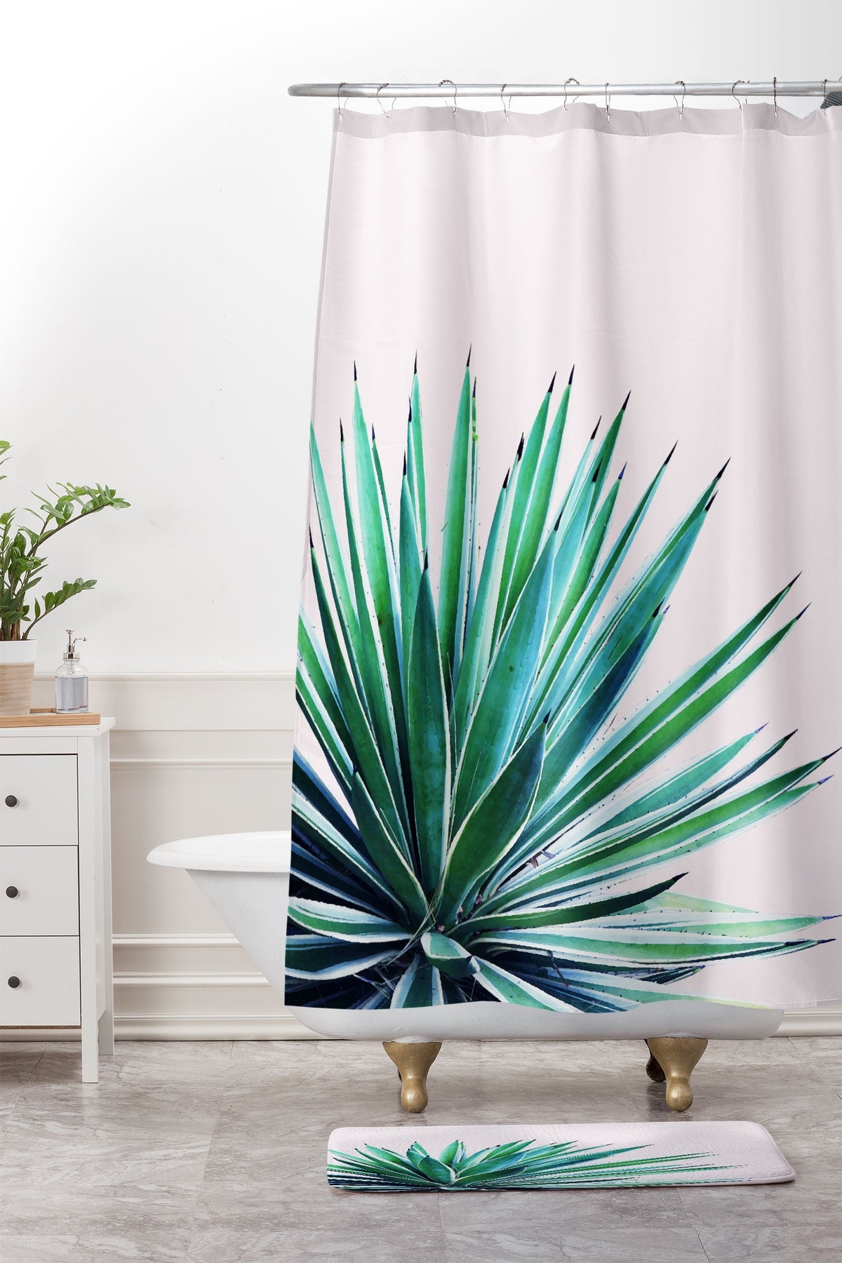 83 Oranges Agave Love Shower Curtain And Mat