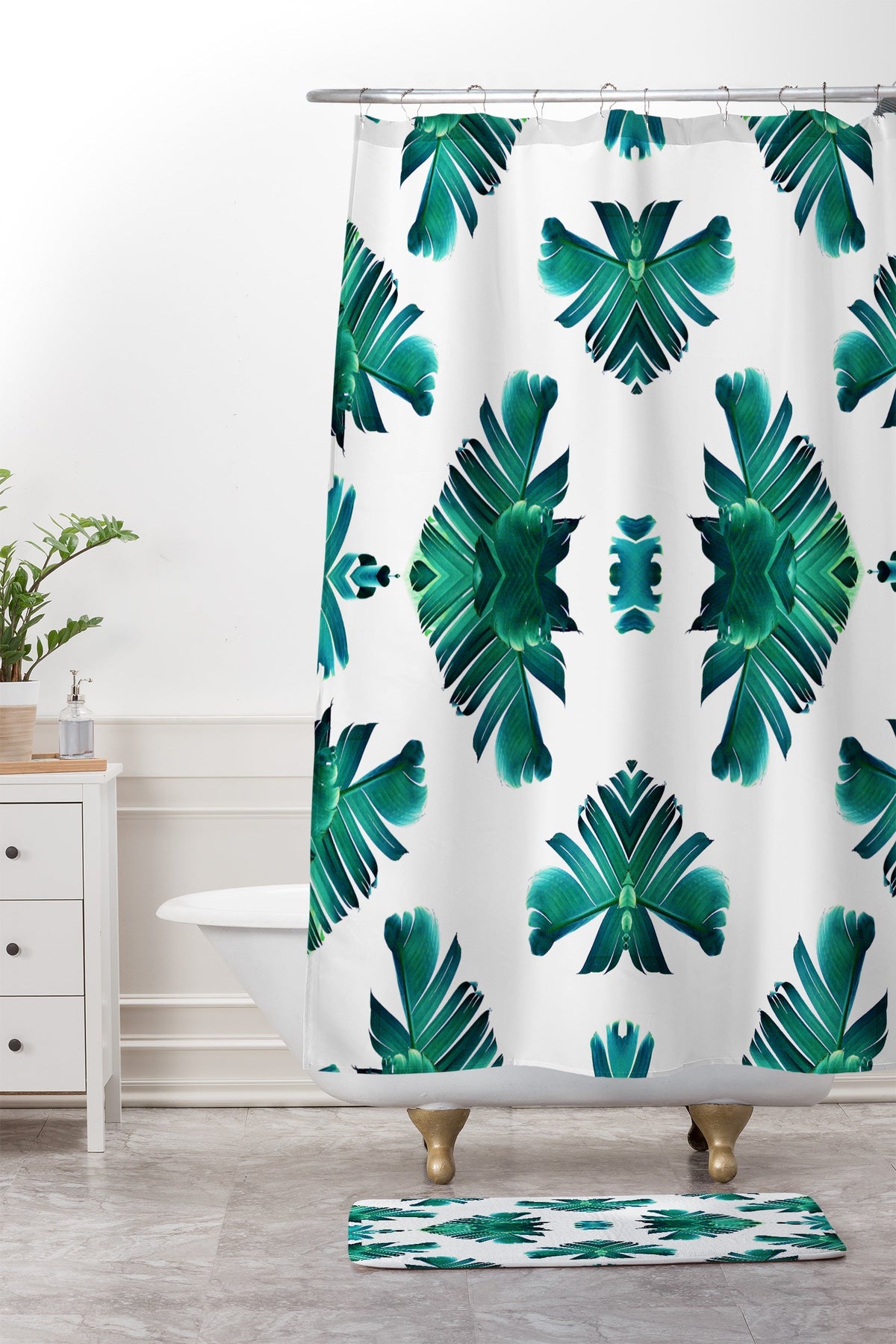 83 Oranges Banana Leaf Crush Shower Curtain And Mat