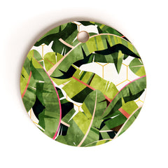 83 Oranges Banana Leaf Salad Cutting Board Round