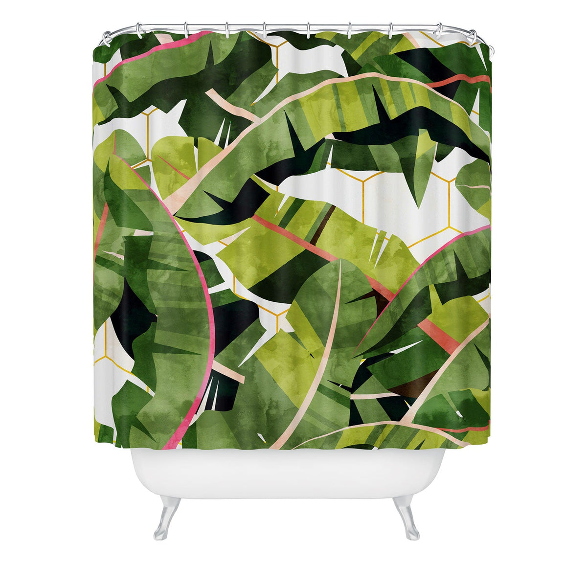 83 Oranges Banana Leaf Salad Shower Curtain