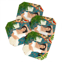 83 Oranges Beach Read Sleep Repeat Coaster Set