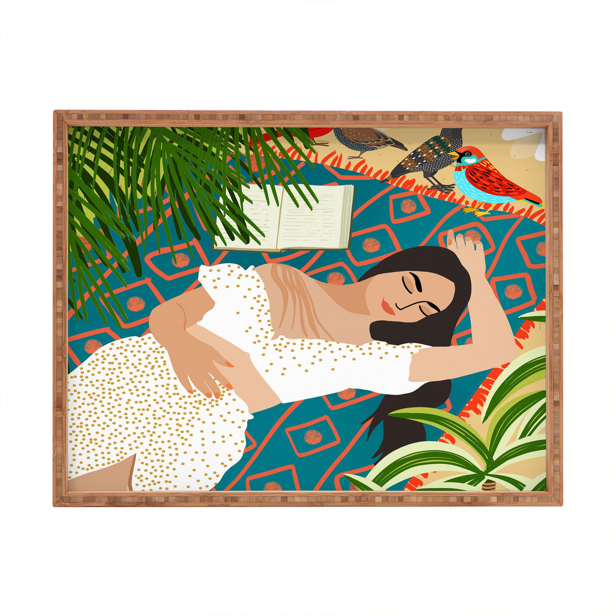 83 Oranges Beach Read Sleep Repeat Rectangular Tray