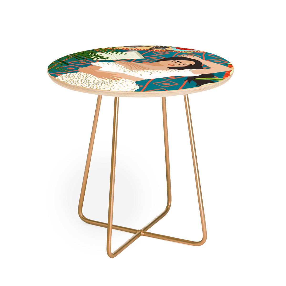 83 Oranges Beach Read Sleep Repeat Round Side Table