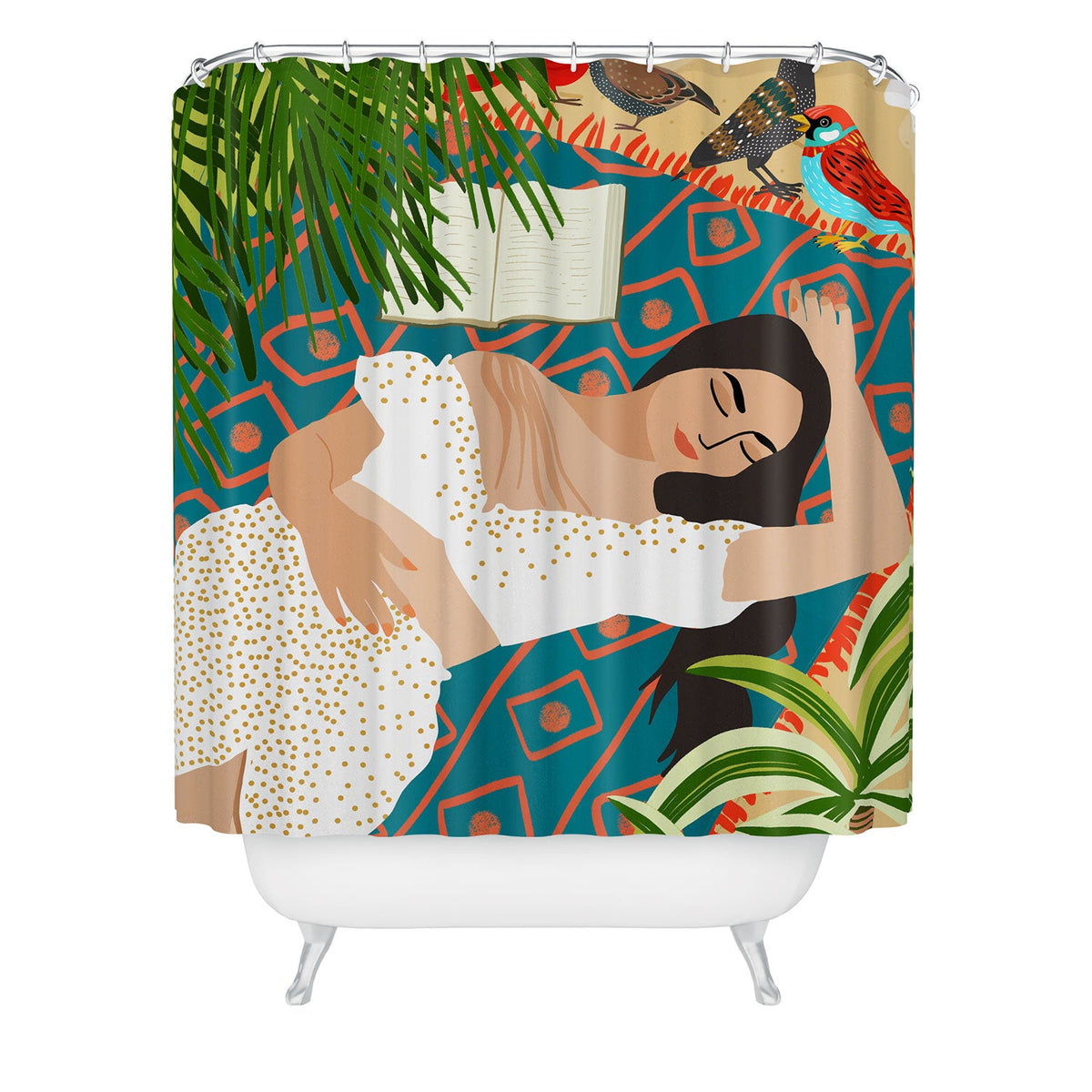 83 Oranges Beach Read Sleep Repeat Shower Curtain