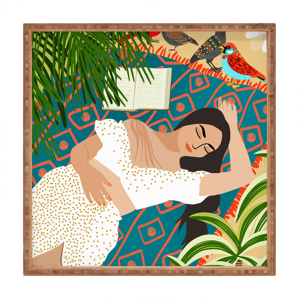 83 Oranges Beach Read Sleep Repeat Square Tray