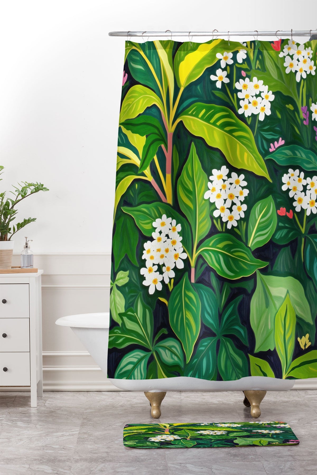 83 Oranges Beneath The Jungle Canopy Shower Curtain And Mat