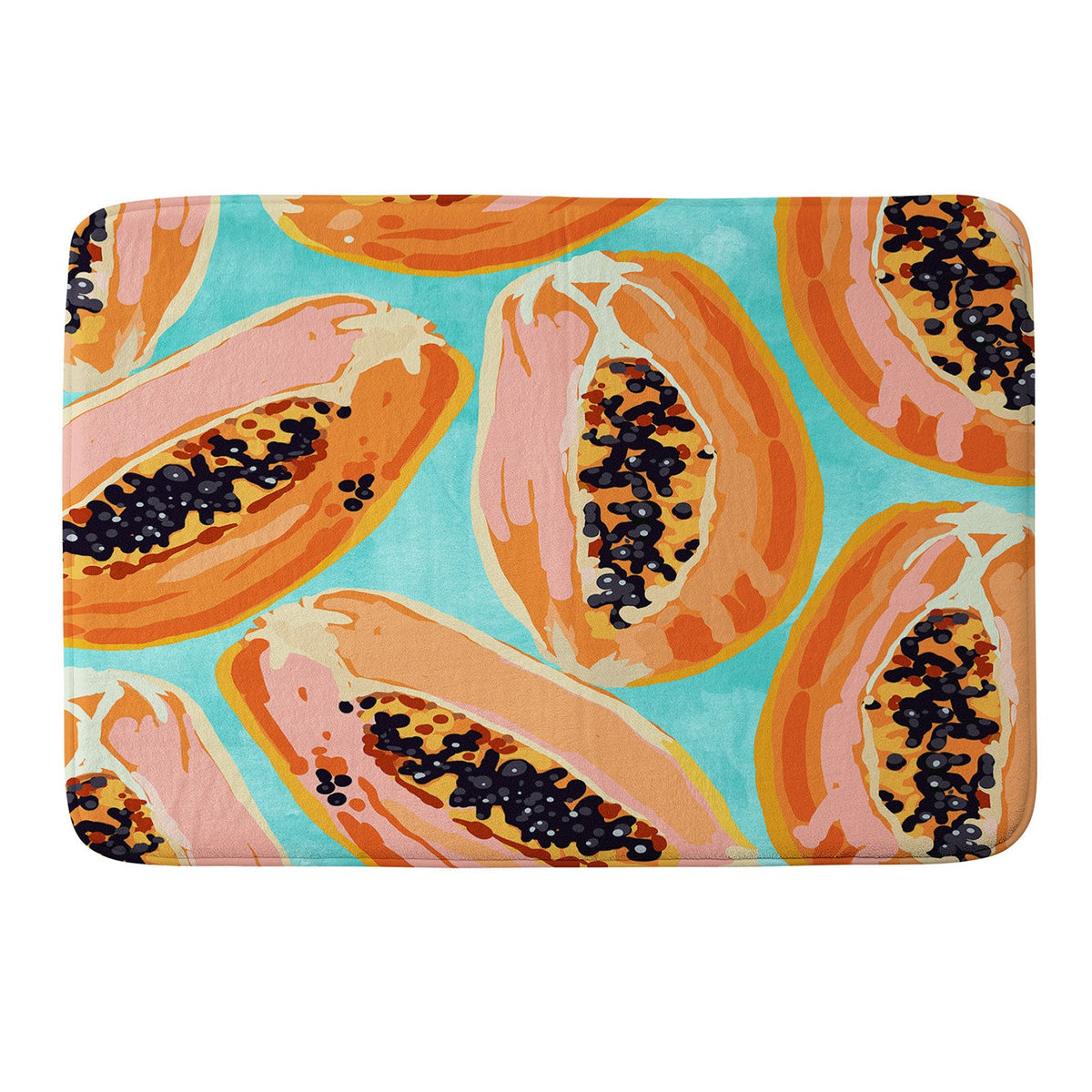 83 Oranges Big Papaya Watercolor Painting Memory Foam Bath Mat