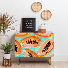 83 Oranges Big Papaya Watercolor Painting Credenza