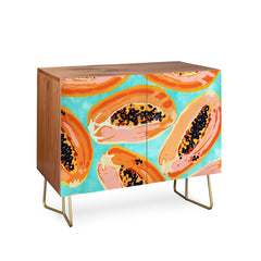 83 Oranges Big Papaya Watercolor Painting Credenza