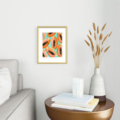 83 Oranges Big Papaya Watercolor Painting Metal Framed Art Print