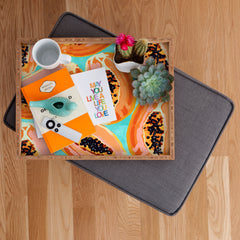 83 Oranges Big Papaya Watercolor Painting Rectangular Tray