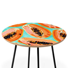 83 Oranges Big Papaya Watercolor Painting Round Side Table