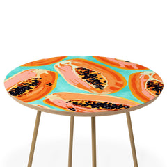 83 Oranges Big Papaya Watercolor Painting Round Side Table