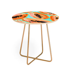 83 Oranges Big Papaya Watercolor Painting Round Side Table