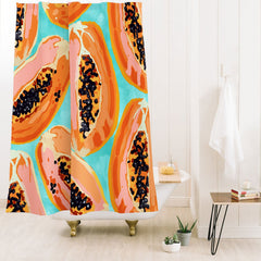 83 Oranges Big Papaya Watercolor Painting Shower Curtain