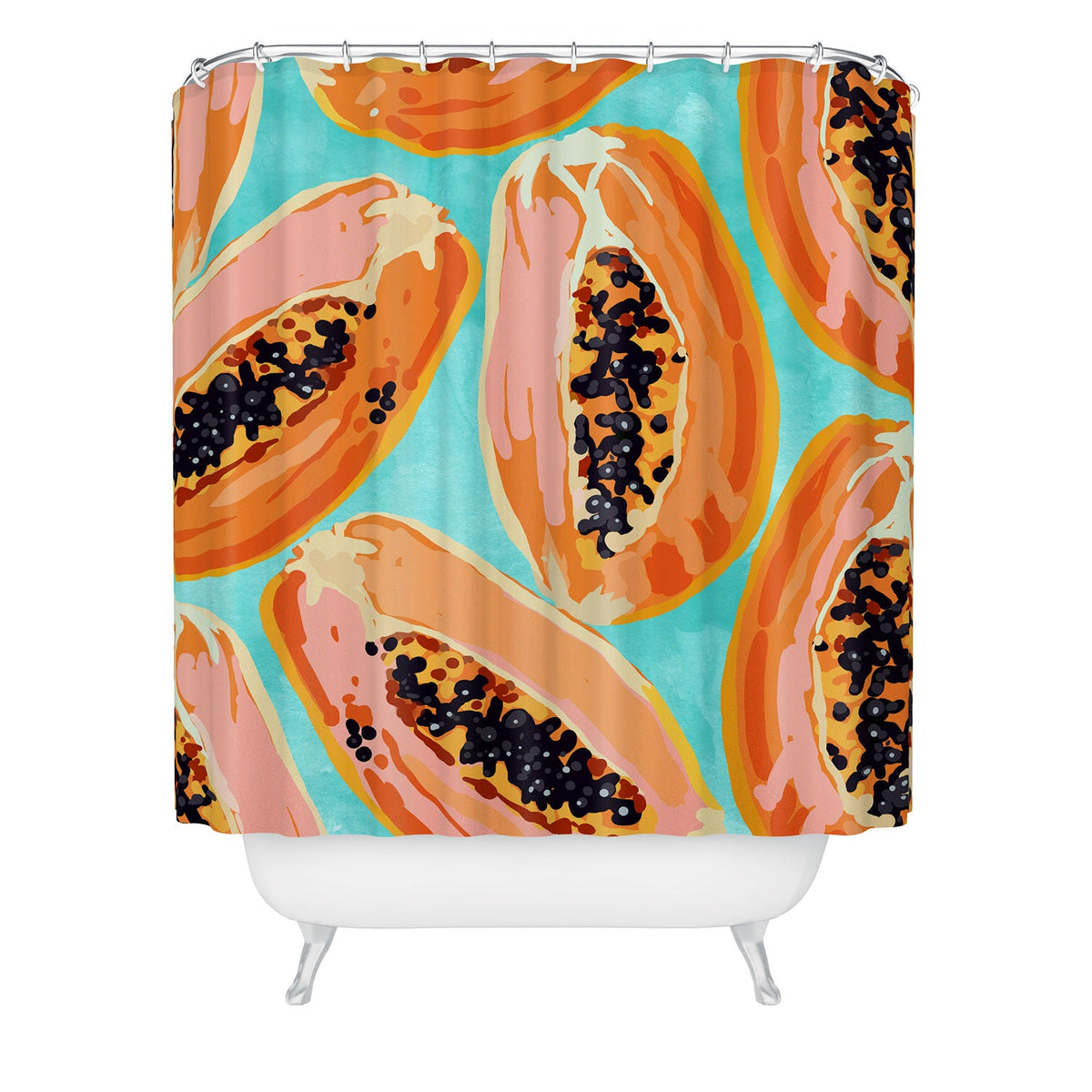 83 Oranges Big Papaya Watercolor Painting Shower Curtain