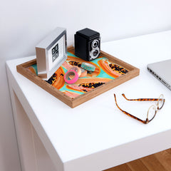 83 Oranges Big Papaya Watercolor Painting Square Tray