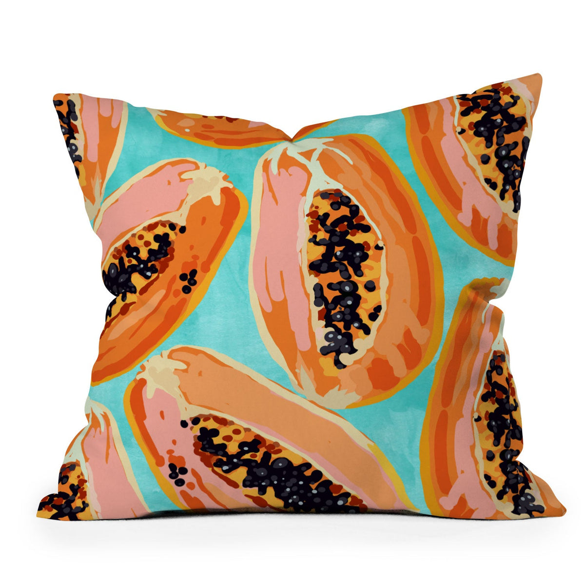 83 Oranges Big Papaya Watercolor Painting Throw Pillow