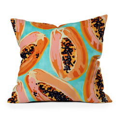 83 Oranges Big Papaya Watercolor Painting Throw Pillow
