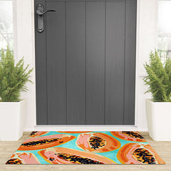 83 Oranges Big Papaya Watercolor Painting Welcome Mat