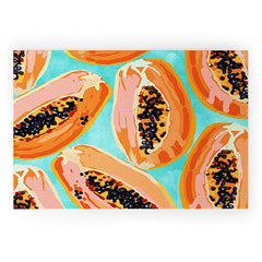 83 Oranges Big Papaya Watercolor Painting Welcome Mat