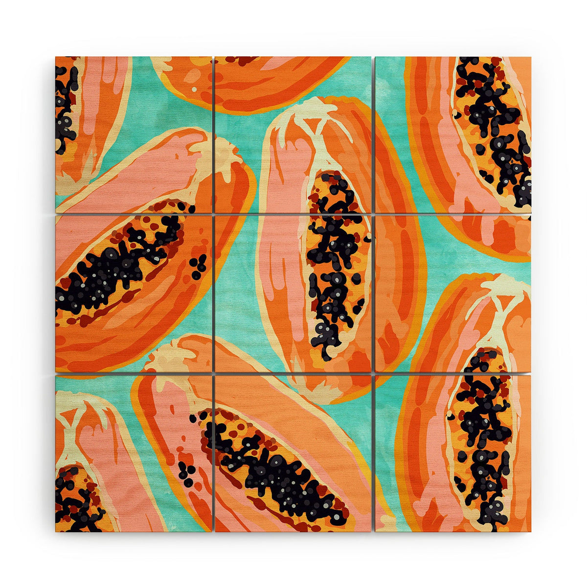 83 Oranges Big Papaya Watercolor Painting Wood Wall Mural