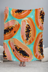 83 Oranges Big Papaya Watercolor Painting Throw Blanket